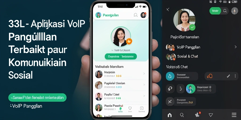 Antarmuka pengguna aplikasi 33L untuk panggilan VoIP yang mudah digunakan.