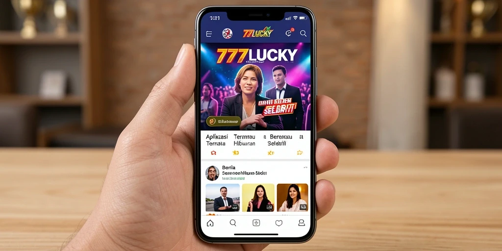 Antarmuka aplikasi <strong>777LUCKY</strong> dengan berita selebriti terbaru.