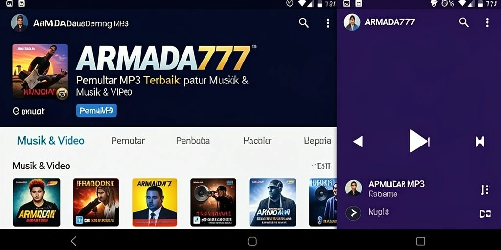 Antarmuka ramah pengguna ARMADA777 untuk pemutar MP3.
