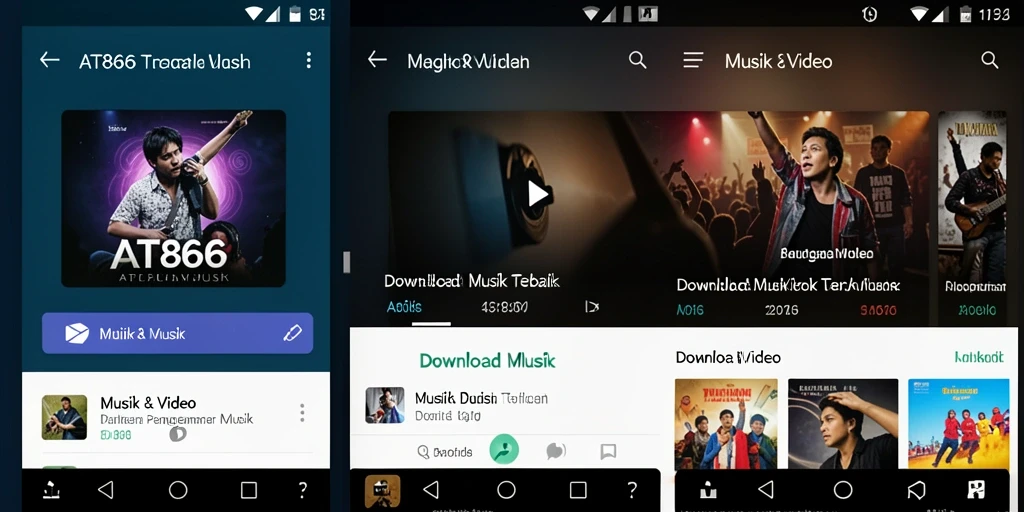 Antarmuka AT866 menampilkan fungsi Download Musik yang intuitif dan mudah digunakan.