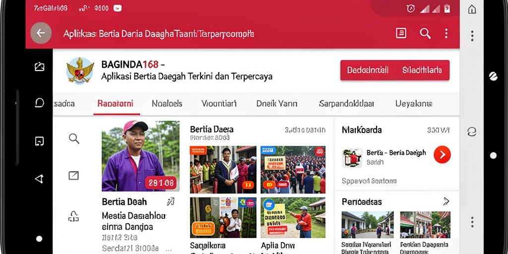 Screenshot aplikasi BAGINDA168 menampilkan antarmuka berita daerah yang menarik.