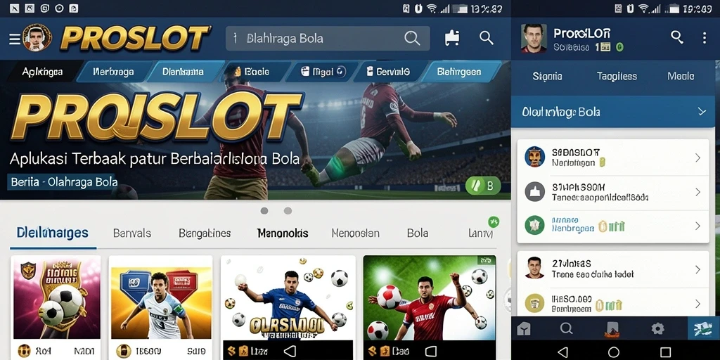 Antarmuka utama PROSLOT menampilkan berita dan update terbaru tentang olahraga bola.