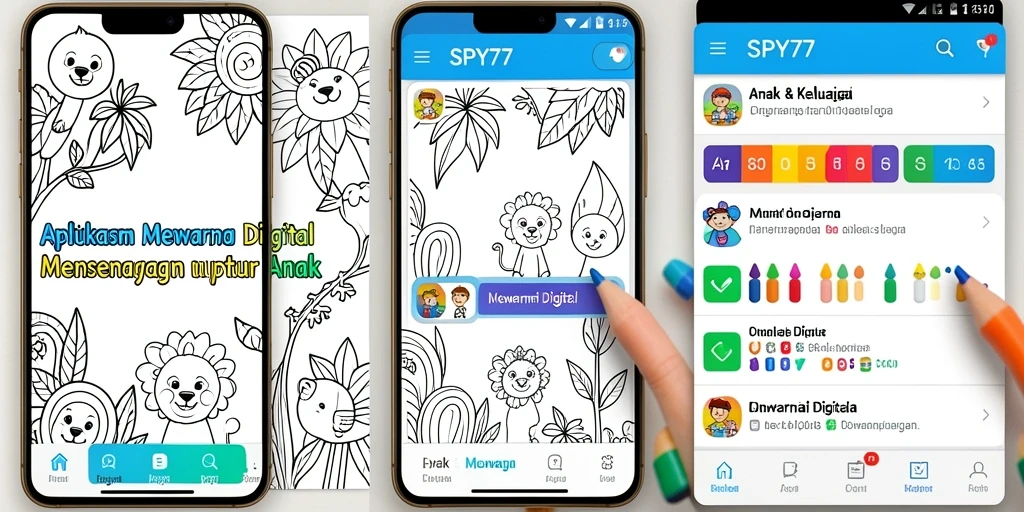 Tampilan antarmuka aplikasi Mewarnai Digital SPY77 yang menarik.