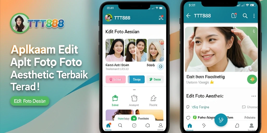 Tampilan antarmuka pengguna TTT888 dengan fitur Edit Foto Aesthetic.